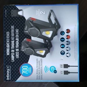 2 Pack Work Light with Speakers, 700 Lumens